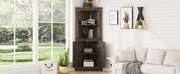 Tall Corner Cabinet with Doors for living room, bathroom,Dining Room or Kitchen,color:Dark walnut