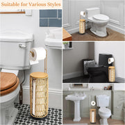 Freestanding Toilet Paper Holder with Storage 3 Rolls of Tissue Holder for Bathroom Handmade Woven Toilet Paper Roll Stand