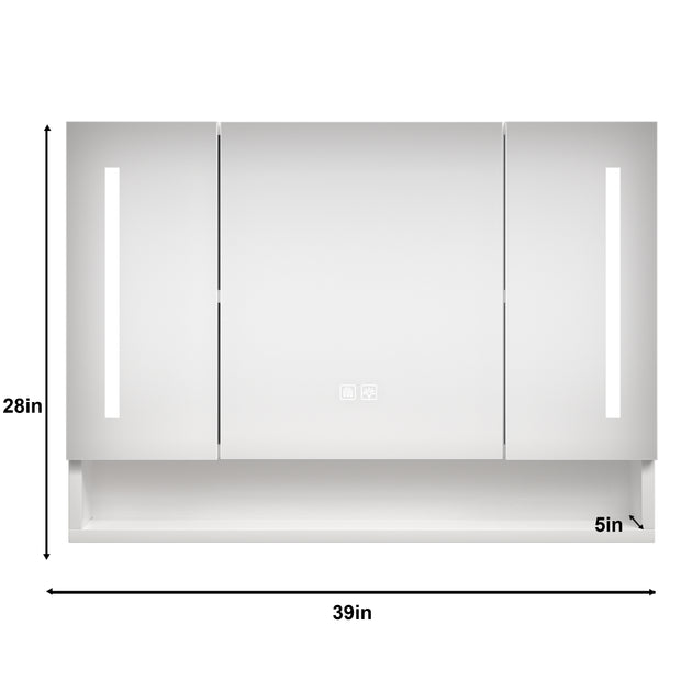 Modern 39x28 inch bathroom cabinets, medicine cabinets with mirrors and LED lights, and bathroom storage cabinets