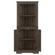 Tall Corner Cabinet with Doors for living room, bathroom,Dining Room or Kitchen,color:Dark walnut