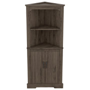 Tall Corner Cabinet with Doors for living room, bathroom,Dining Room or Kitchen,color:Dark walnut