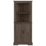 Tall Corner Cabinet with Doors for living room, bathroom,Dining Room or Kitchen,color:Dark walnut